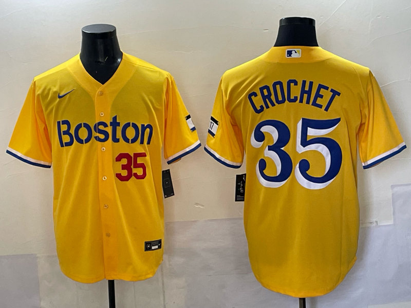 Men 2025 Boston Red Sox #35 Crochet yellow Nike MLB Jersey style 005->boston red sox->MLB Jersey